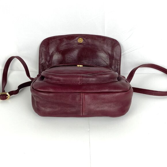 De Mura Leather Purse Shoulder Bag Multi-Pockets Burgundy Red Satchel Handbag - Picture 5 of 10